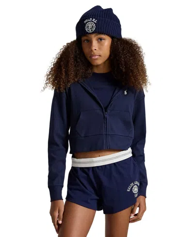 Polo Ralph Lauren Kids' Girls' 7-16 Ribbed Boxy Full-zip Hoodie In Blue