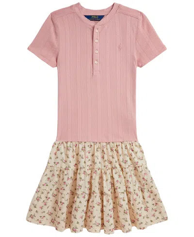 Polo Ralph Lauren Kids' Girls' 7-16 Short-sleeve Shirt Dress In Pink