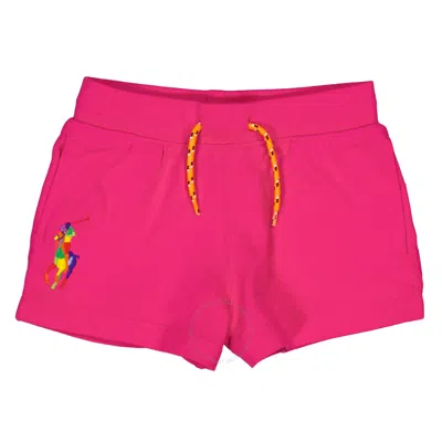 Polo Ralph Lauren Girls Accent Pink Big Pony Spa Cotton Terry Shorts