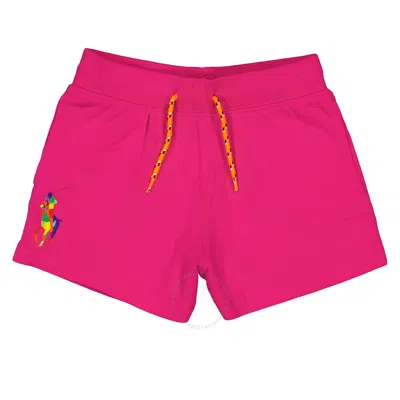 Polo Ralph Lauren Kids'  Girls Accent Pink Big Pony Spa Cotton Terry Shorts