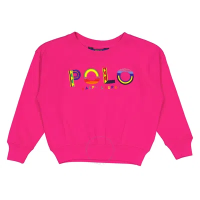 Polo Ralph Lauren Girls Accent Pink Cotton Logo Sweatshirt