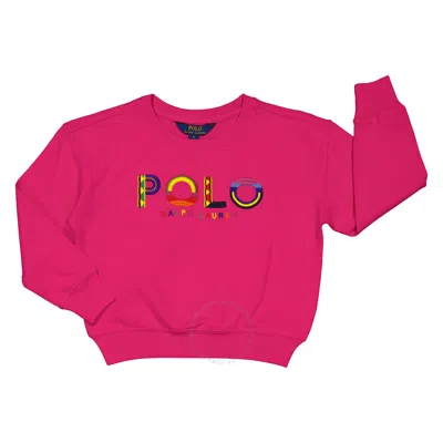 Polo Ralph Lauren Kids'  Girls Accent Pink Cotton Logo Sweatshirt