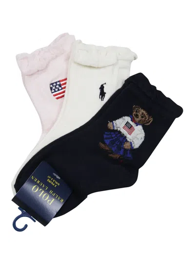 Polo Ralph Lauren Girls Ankle Socks 3-pack In Multi