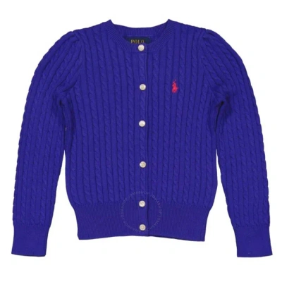 Polo Ralph Lauren Girls Blue Cable Knit Cotton Cardigan