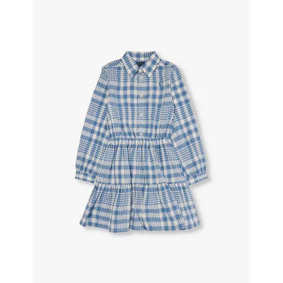 Polo Ralph Lauren Girls Blue Kids Calissa Check Cotton Dress