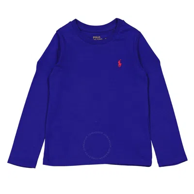 Polo Ralph Lauren Girls Blue Long Sleeve Classic Pony Cotton T-shirt