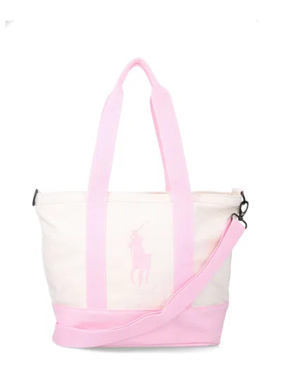 Polo Ralph Lauren Girls Canvas Tote Bag With Crossbody Strap In Bianco