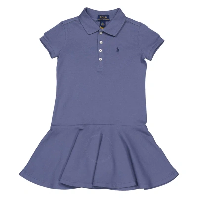 Polo Ralph Lauren Kids'  Girls Capri Blue Polo Pony Cotton Polo Dress In Capri Blue/c7975