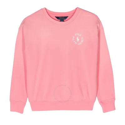 Polo Ralph Lauren Girls Circle Logo Print Sweatshirt In Pink