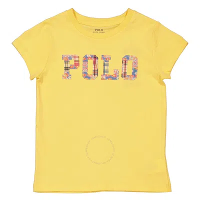 Polo Ralph Lauren Girls Empire Yellow Polo Logo Cotton T-shirt