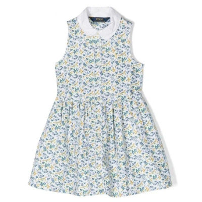 Polo Ralph Lauren Girls Floral Print Cotton Oxford Shirt Dress In Harper Ditsy