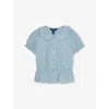 Polo Ralph Lauren Ruffled Collar Blouse In Blue