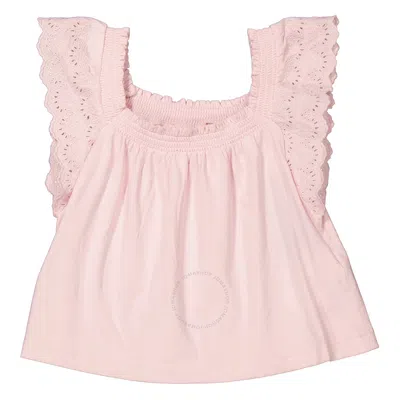 Polo Ralph Lauren Girls Hint Of Pink Eyelet-embroidered Cotton Jersey Top
