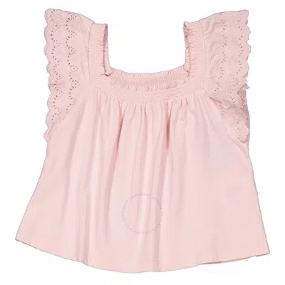 Polo Ralph Lauren Kids'  Girls Hint Of Pink Eyelet-embroidered Cotton Jersey Top