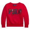Polo Ralph Lauren Girls Logo Crew Neck Cotton Sweatshirt In Red