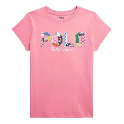 Polo Ralph Lauren Girls Logo Crew Neck Cotton T-shirt In Pink