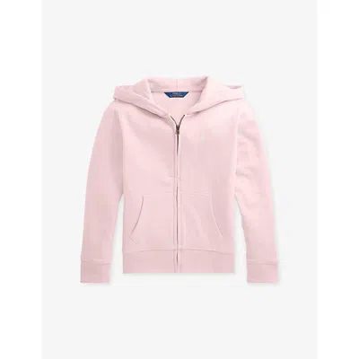 Polo Ralph Lauren Kids' Hint Of Pink Girls' Logo-embroidered Relaxed-fit Cotton-jersey Hoody Xl