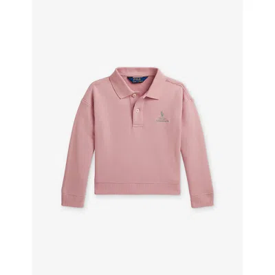 Polo Ralph Lauren Kids' Girls' Logo-embroidered Cotton-terry Polo Sweatshirt Pink