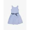 Polo Ralph Lauren Sleeveless Belted Chambray Dress In Blue Hyacinth