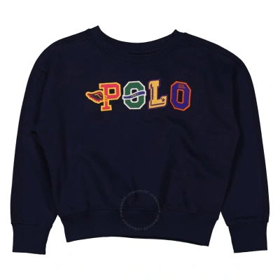 Polo Ralph Lauren Kids'  Girls Navy Fleece Logo Sweatshirt