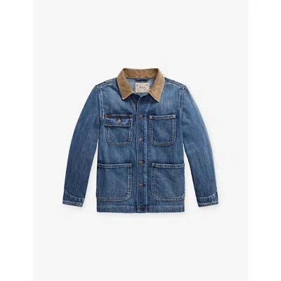 Polo Ralph Lauren Kids' Girls' Patchwork Polo Bear Denim Trucker Jacket Pomo