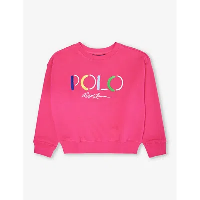 Polo Ralph Lauren Girls Pink Kids Girls' Logo-embroidered Cotton-blend Sweatshirt
