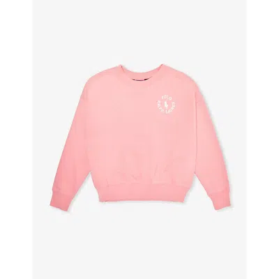 Polo Ralph Lauren Girls Pink Kids Girls' Logo Text-print Cotton-jersey Sweatshirt