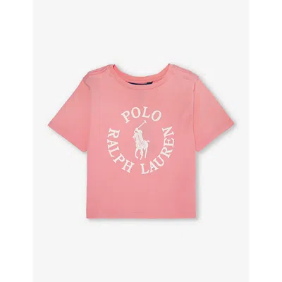 Polo Ralph Lauren Kids' Girls' Logo Text-print Cotton-jersey T-shirt In Pink