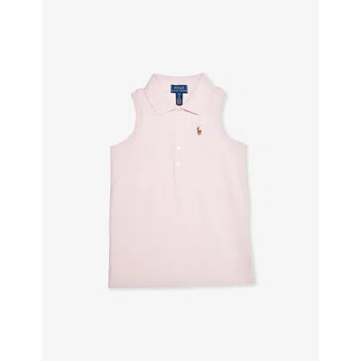 Polo Ralph Lauren Girls Pink Kids X Wimbledon Girls' Logo-embroidered Sleeveless Cotton-piqué Polo S