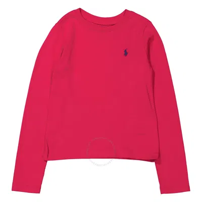 Polo Ralph Lauren Girls Pink Long Sleeve Classic Pony Cotton T-shirt