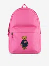Polo Ralph Lauren Kids Polo Bear Canvas Backpack In Pink