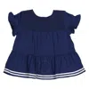 Polo Ralph Lauren Girls Rustic Navy Smocked Tiered Jersey Top In Blue