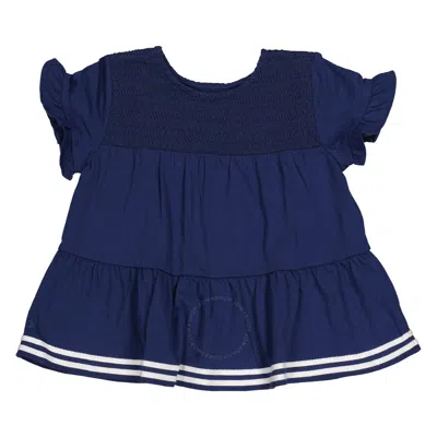 POLO RALPH LAUREN POLO RALPH LAUREN GIRLS RUSTIC NAVY SMOCKED TIERED JERSEY TOP