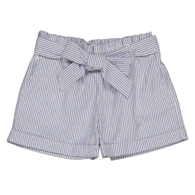 Polo Ralph Lauren Kids'  Girls Stripe Cotton Belted Bow Shorts In Blue/white