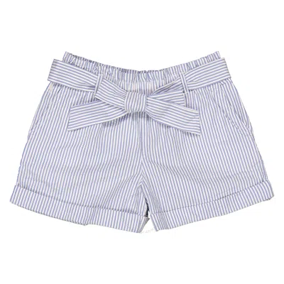 Polo Ralph Lauren Girls Stripe Cotton Belted Bow Shorts In Blue/white