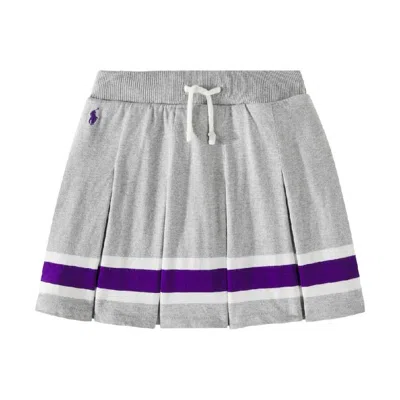 Polo Ralph Lauren Girls Stripe Design Pleated Skirt In Gray