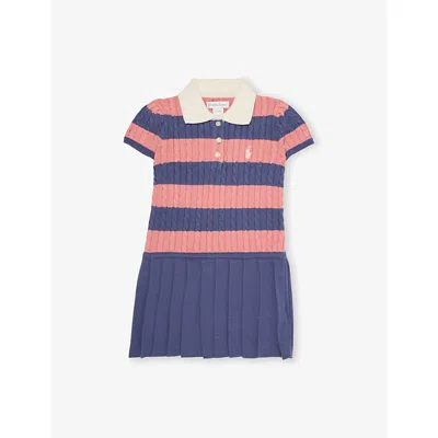 Polo Ralph Lauren Kids' Blue Multi Nevis Girls' Striped Cable-knit Cotton Dre