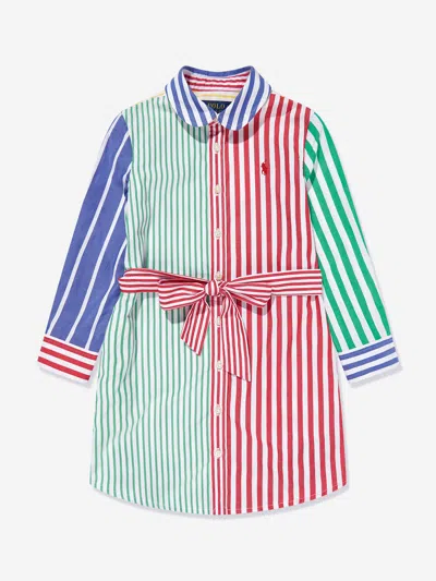 Polo Ralph Lauren Babies' Girls Striped Shirt Dress In Multicoloured