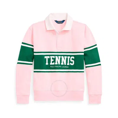 Polo Ralph Lauren Girls Tennis Panel Pullover Sweatshirt In Pink