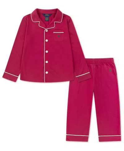 Polo Ralph Lauren Babies' Girls Toddler 2t-4t 2-piece Button Up Shirt And Pants Set In Red