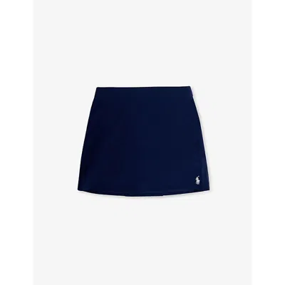 Polo Ralph Lauren Girls Vy Kids X Wimbledon Stretch-recycled-polyester Skort In Navy