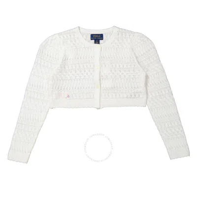 Polo Ralph Lauren Kids'  Girls White Cropped Knitted Cardigan