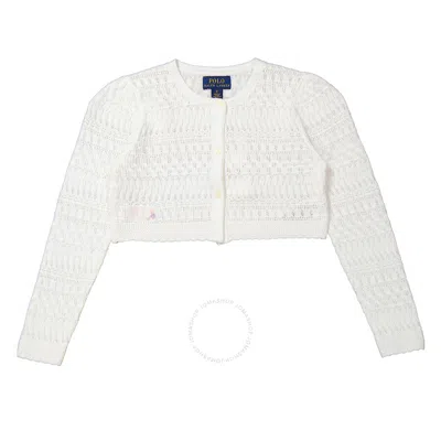 Polo Ralph Lauren Girls White Cropped Knitted Cardigan