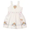 Polo Ralph Lauren Girls White Floral Embroidered Linen Dress In White