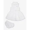 POLO RALPH LAUREN POLO RALPH LAUREN GIRLS WHITE KIDS BABY GIRL LOGO-EMBROIDERED SLEEVELESS COTTON DRESS AND BLOOMERS S