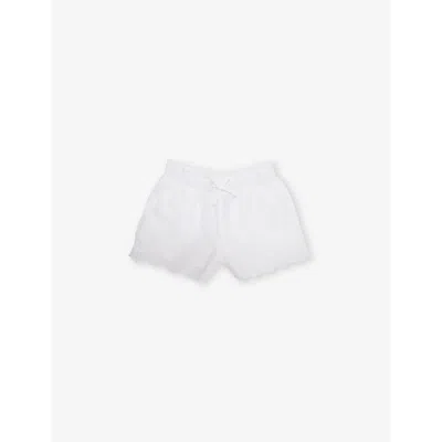 Polo Ralph Lauren Kids' Girls' Broderie-trim Slip-pocket Cotton Shorts In White