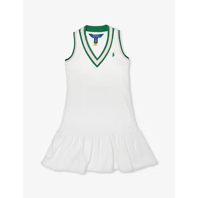 Polo Ralph Lauren Girls White Kids X Wimbledon Girls' Cotton-jersey Dress