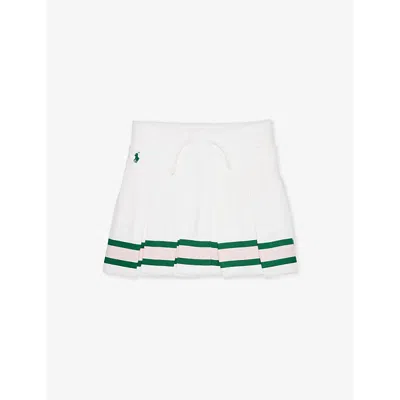 Polo Ralph Lauren Girls White Mu Kids X Wimbledon Girls' Stripe-trim Cotton-jersey Skirt