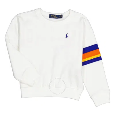 Polo Ralph Lauren Kids'  Girls White Varsity Logo Polo Cotton Sweatshirt