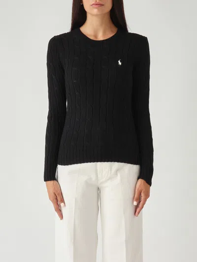 Polo Ralph Lauren Girocollo In Cotone (better Cotton) A Trecce Sweater In Black